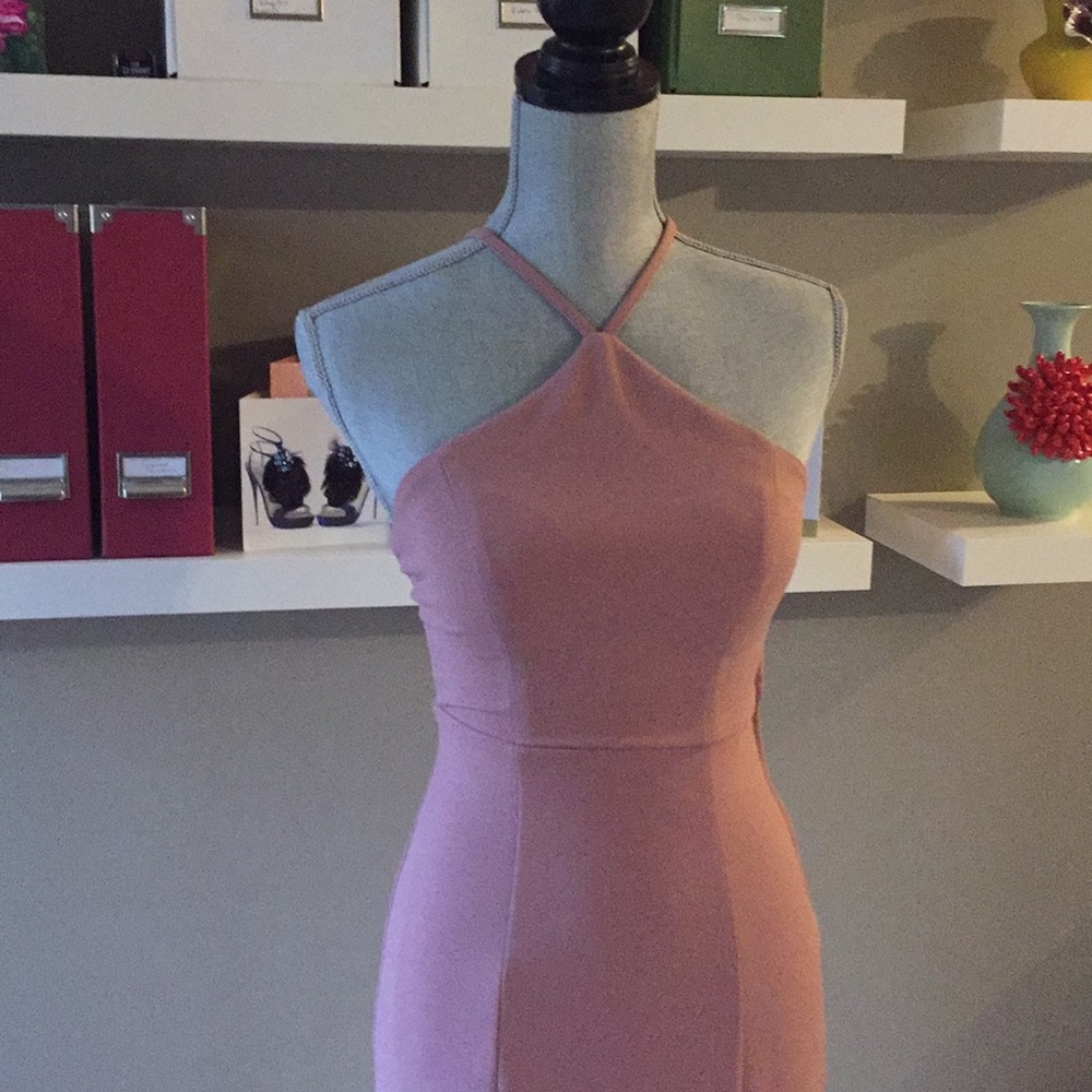 Blush pink formal with side slit
